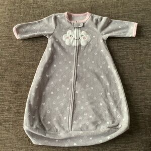 Infant CARTERS Girls Soft Sleep Sack Gray With Pink Trim Size Small